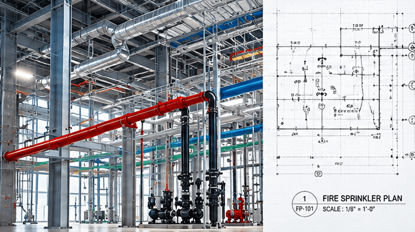 Fire sprinkler construction drawings and BIM documentation