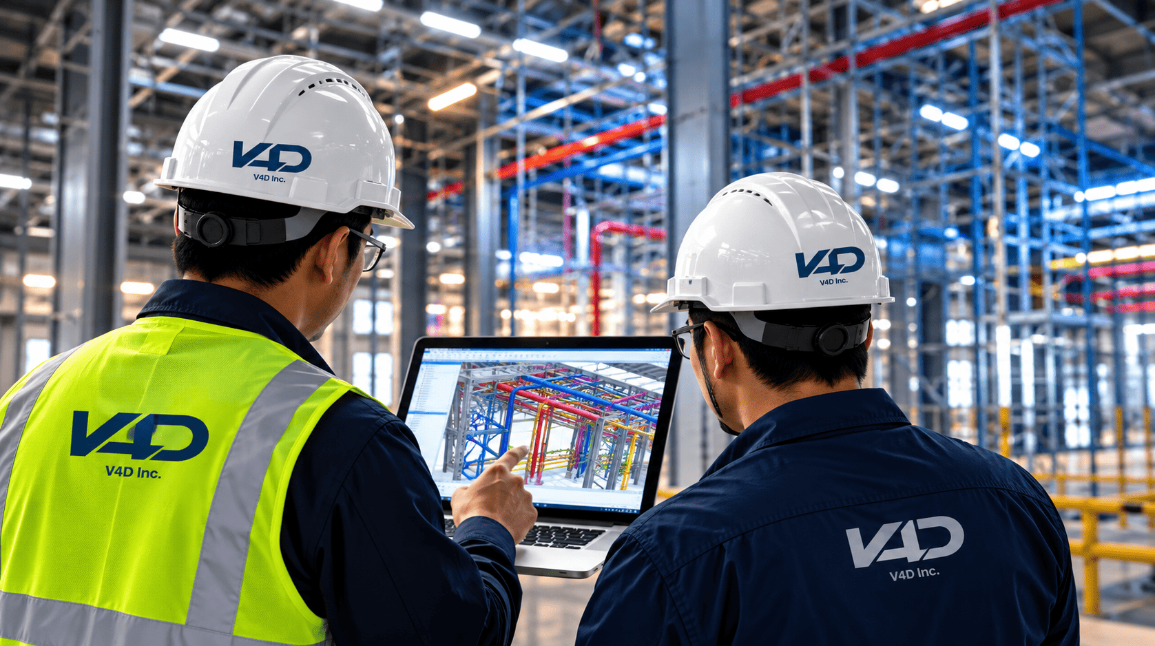 Engineer reviewing BIM on a construction site